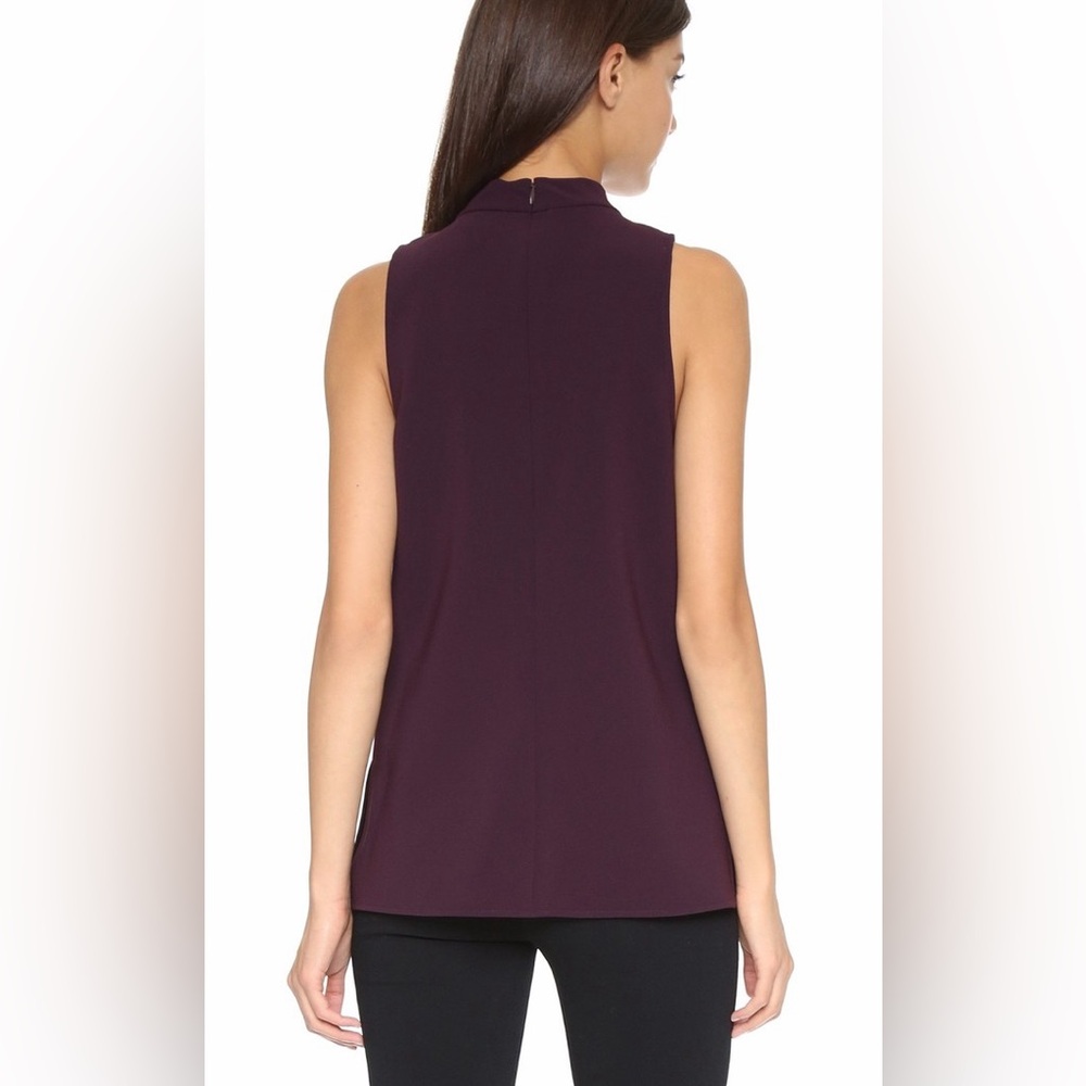 THEORY Talniza Admiral Crepe Plum Purple Sleeveless Blouse Minimalist Top - Picture 3 of 12